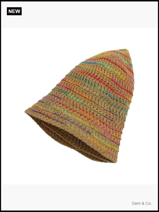 Women\'s Knitted Straw Bucket Hat - Packable Travel Sun Hat Beach Hat